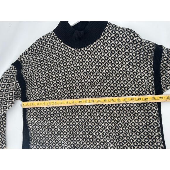 J. Jill Sweater Womens Large Black Beige Pullover Mock Neck Cotton Blend Slit - Picture 12 of 14